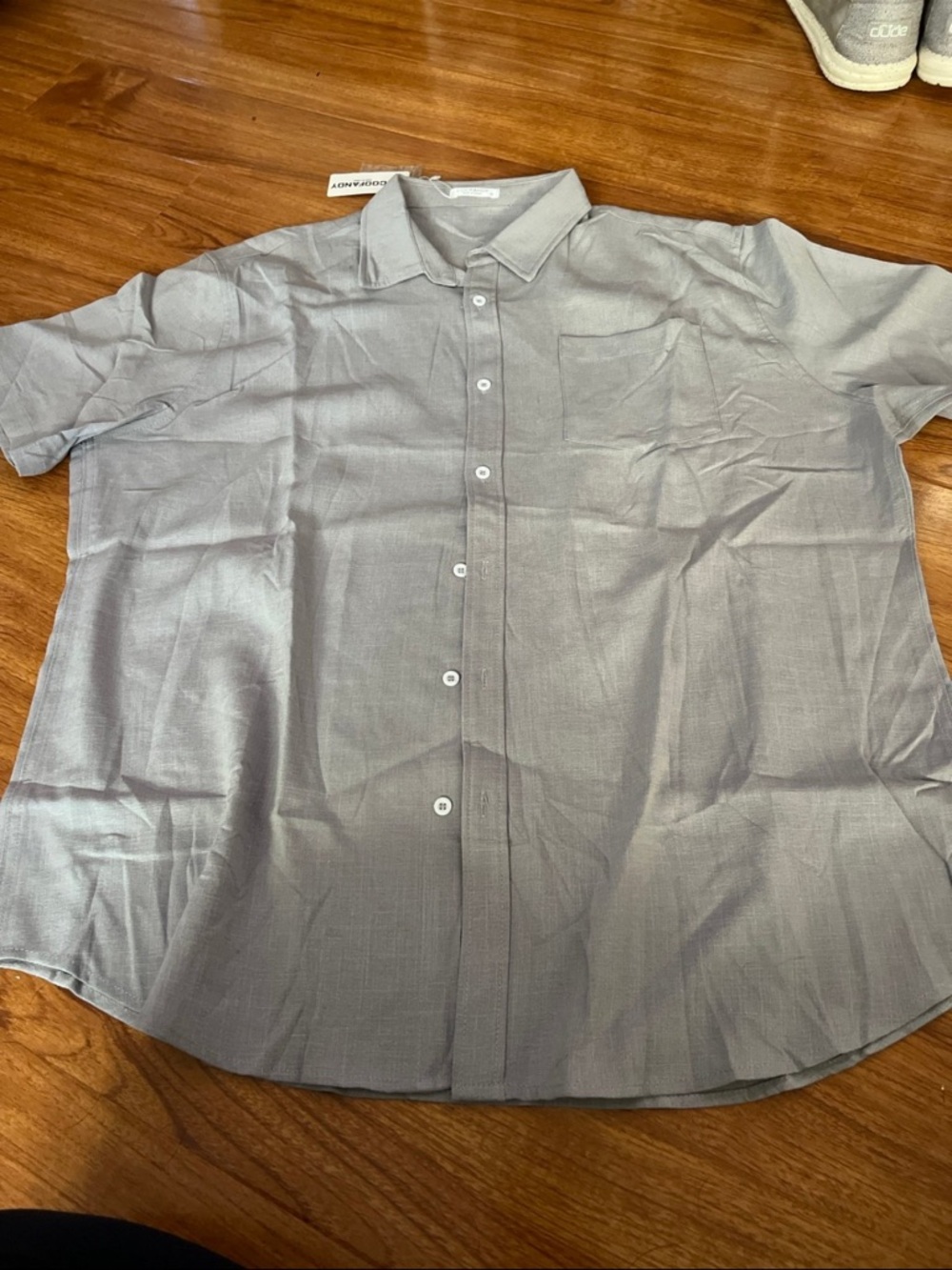 Coofandy Gray Short Sleeve Button Down Shirt Size L Lightweight Casual NWT